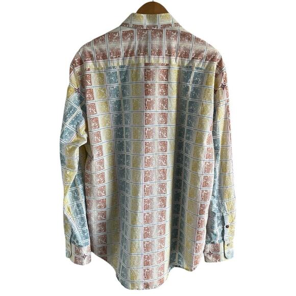 Robert Grahams Men’s Aztec Button Up Shirt Embroidered XL Flip Cuff Multicolor - Picture 3 of 16